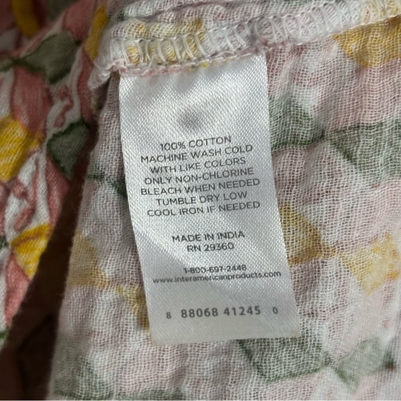 Dip Boxy Short Sleeve Cotton Blouse Sz XL Lightweight Spring Summer Pattern - Picture 8 of 8